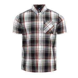 Giorgio Mens Checkered Short-Sleeved Shirt / Black/Red